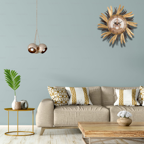 Luxury Sunburst Wall Clock with Gold and Bronze Metal Design