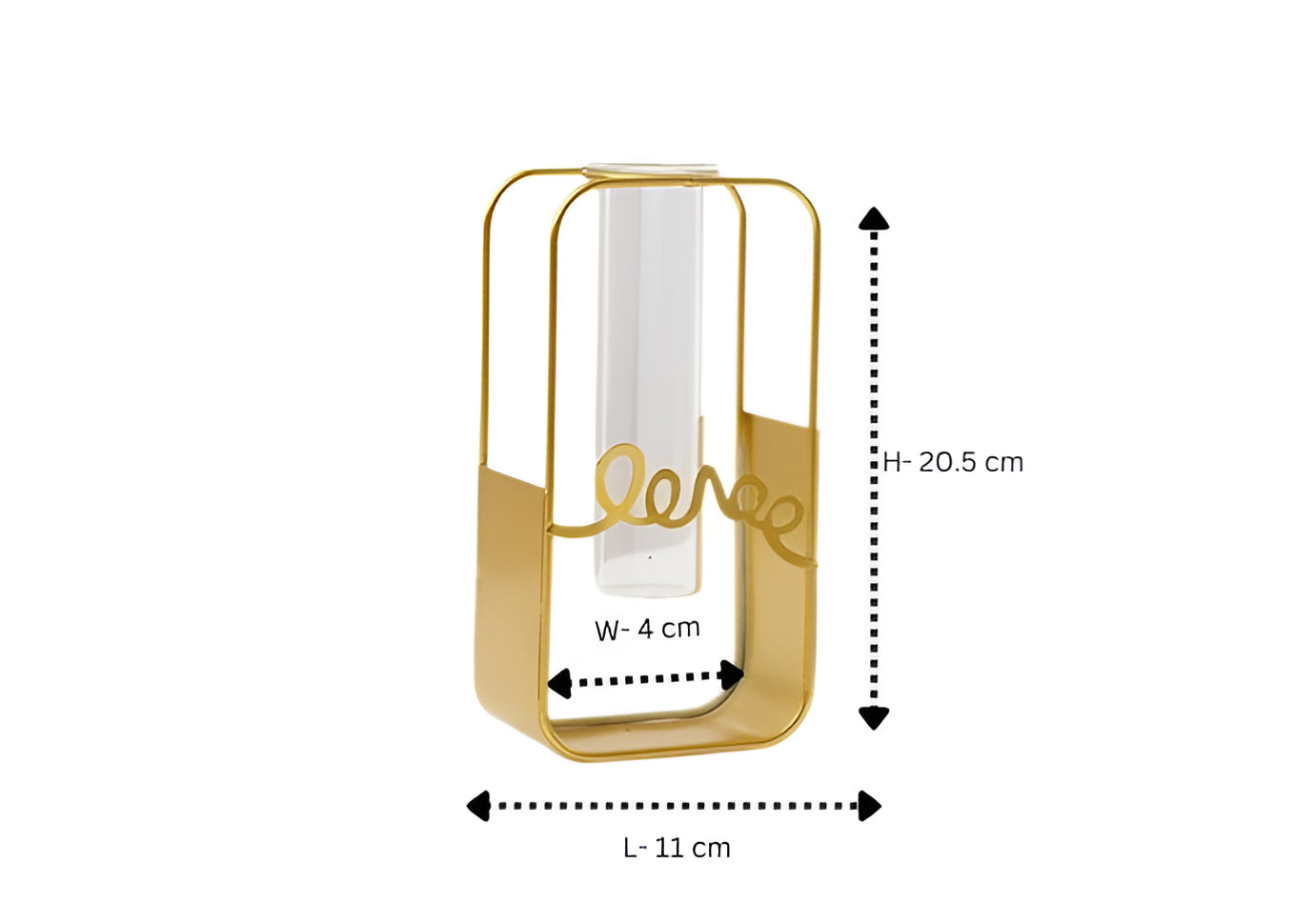 Gold Metal Frame Vase with Glass Tube – Modern Minimalist Decor