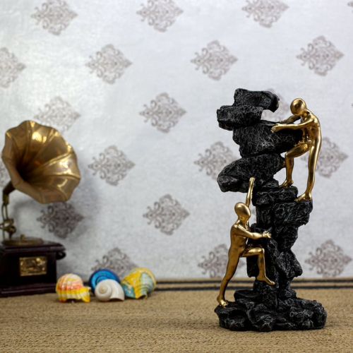 2 Men on Mountain Statue Sculpture for Home Decor