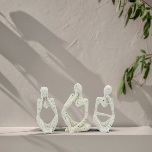 Thinking Face Lady Set of 3 Statue Sculpture Showpiece for Home Decor
