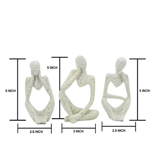 Thinking Face Lady Set of 3 Statue Sculpture Showpiece for Home Decor