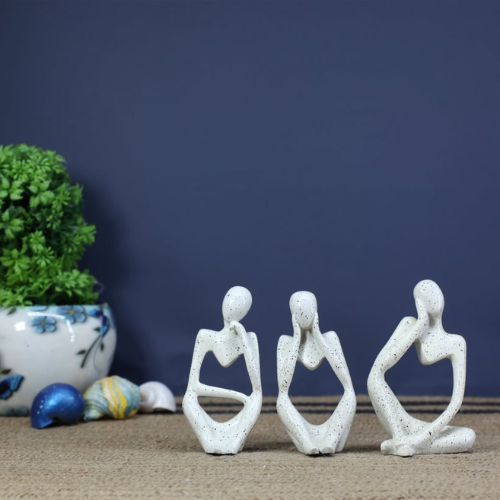 Thinking Face Lady Set of 3 Statue Sculpture Showpiece for Home Decor