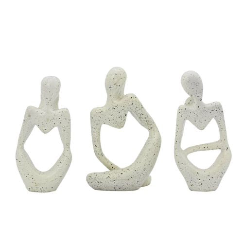 Thinking Face Lady Set of 3 Statue Sculpture Showpiece for Home Decor