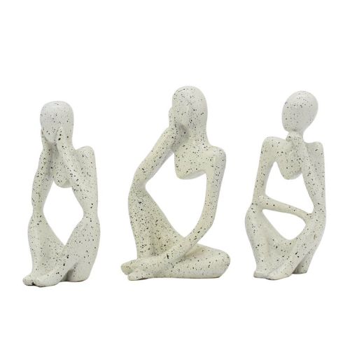Thinking Face Lady Set of 3 Statue Sculpture Showpiece for Home Decor