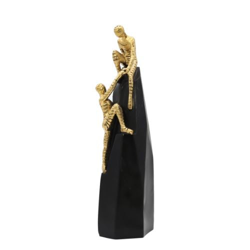 Luxury Abstract Design Golden Black Metal Crafts Sculptures Climbing Man Figurines for Home Decor
