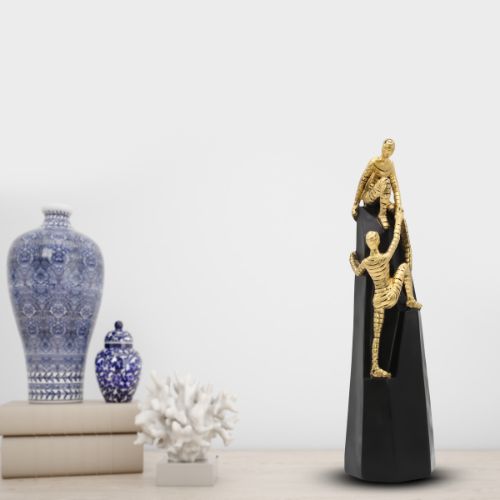 Luxury Abstract Design Golden Black Metal Crafts Sculptures Climbing Man Figurines for Home Decor