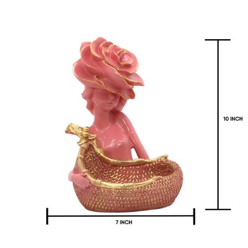 Lady with Basket Showpiece for Home Decor Showpiece