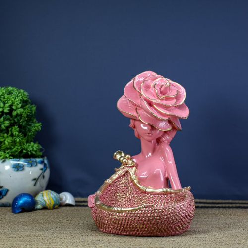 Lady with Basket Showpiece for Home Decor Showpiece