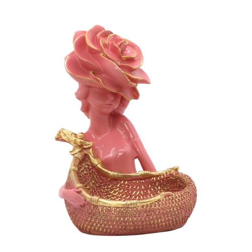 Lady with Basket Showpiece for Home Decor Showpiece