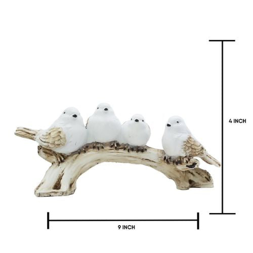 4 Birds Sitting On Tree Branch Figurine/Showpiece for Home Office Decor