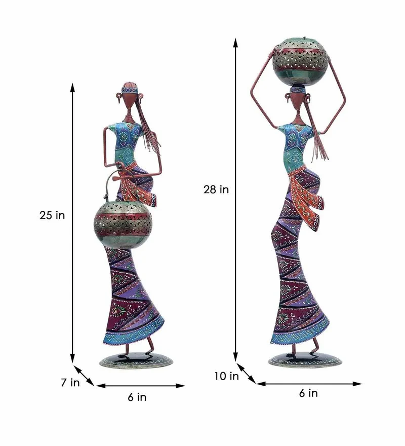 Tribal Village Water Pot Lady Figurines - Nestern