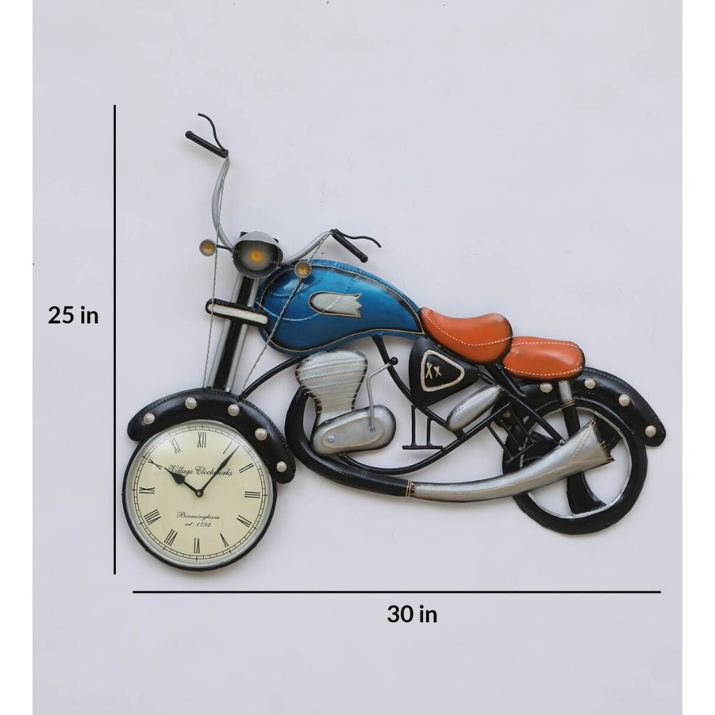 Vintage Motorcycle Wall Clock – Retro Metal Art Timepiece for Home Décor - Nestern