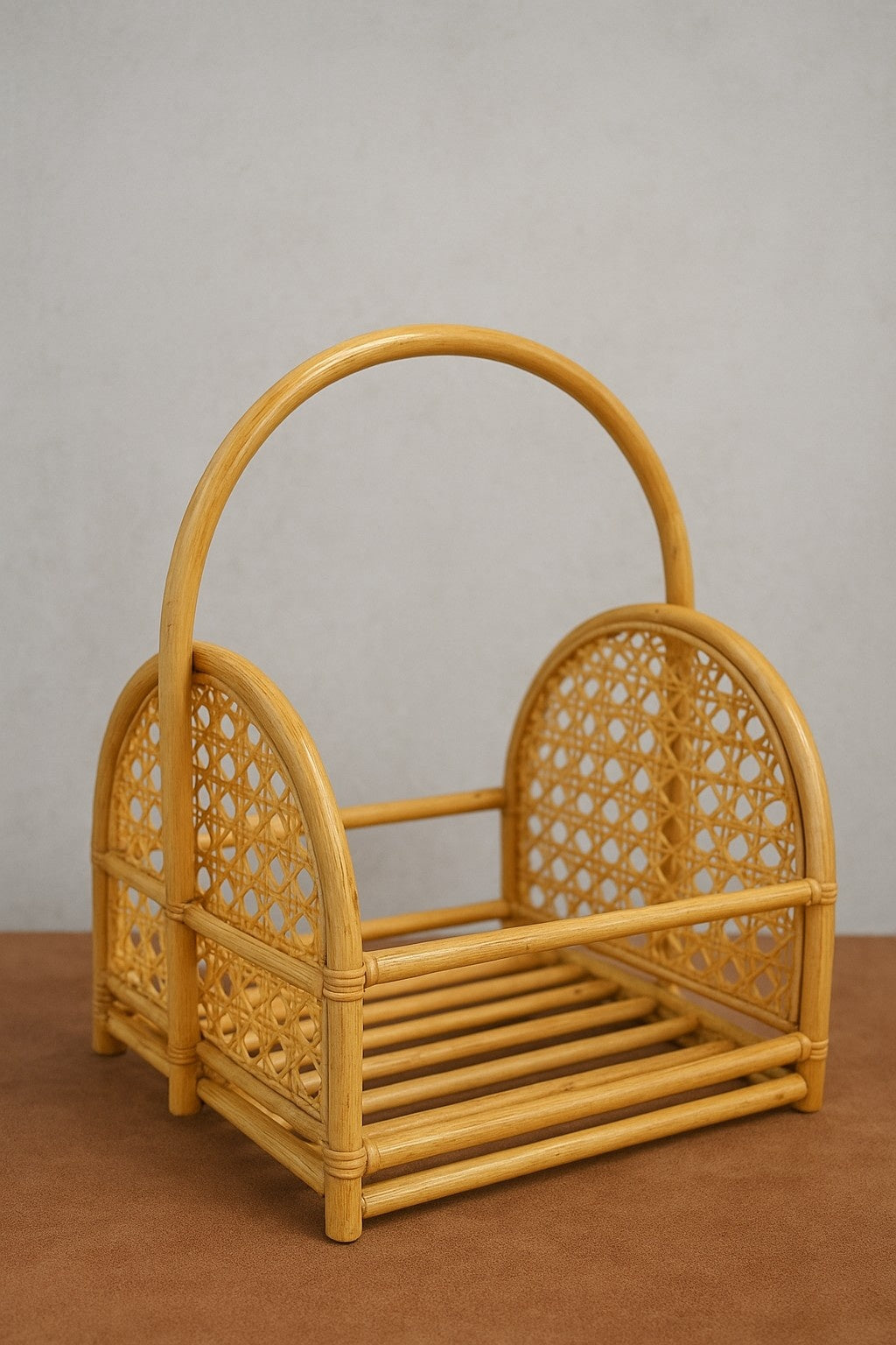 Handcrafted Rattan books Holder with Handle for Home Storage