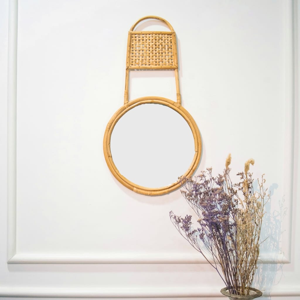 Handcrafted Rattan Wall Mirror for Elegant Boho Home Decor