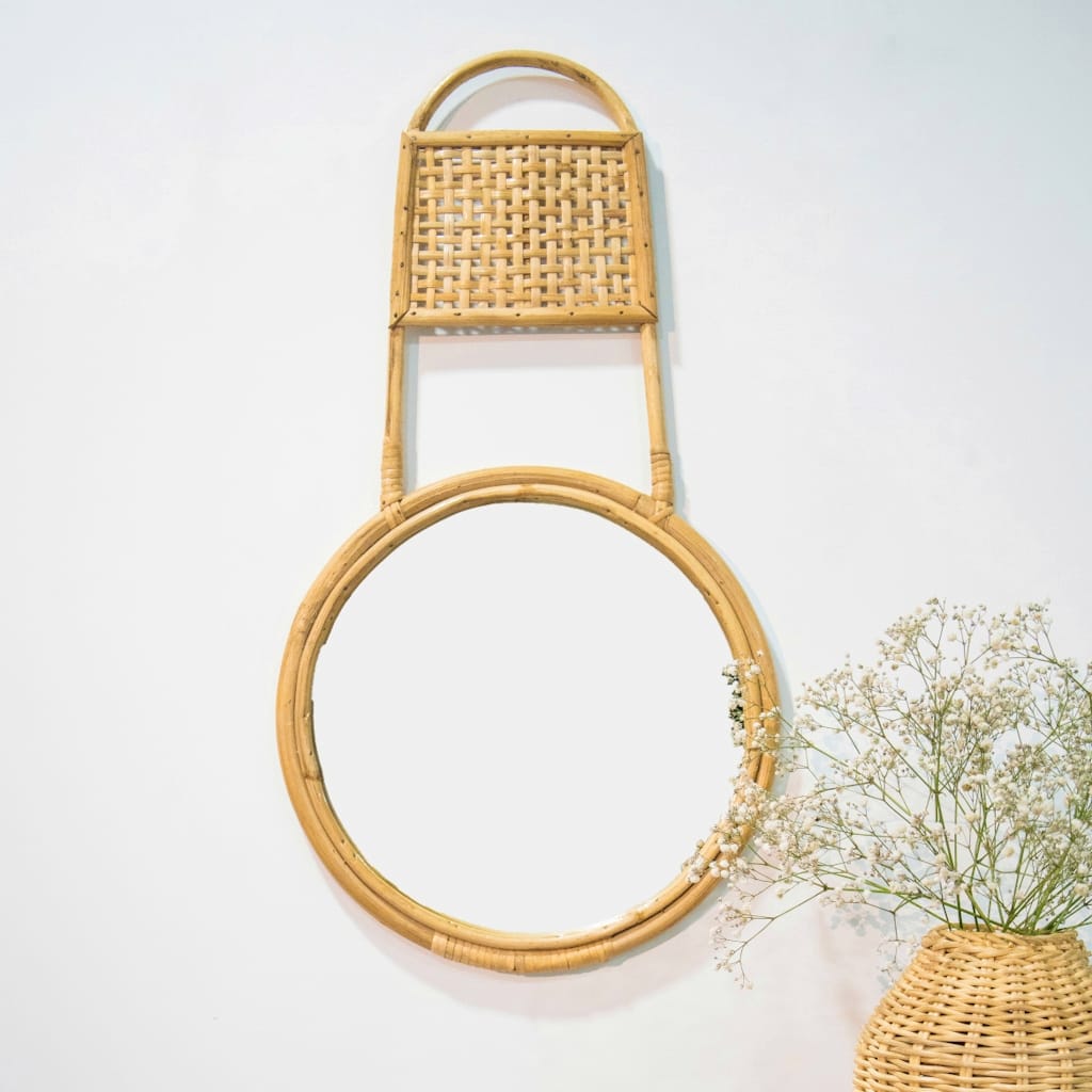 Handcrafted Rattan Wall Mirror for Elegant Boho Home Decor