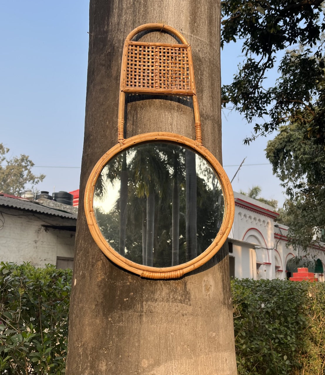Handcrafted Rattan Wall Mirror for Elegant Boho Home Decor